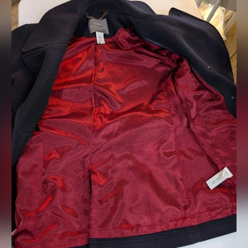 J.Crew Stadium Cloth Wool Peacoat Navy Blue Gold Crest Button‎ 49360 Womens 2 - Picture 10 of 12